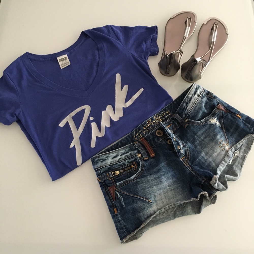 Pink Victoria’s Secret purple blue graphic tee xs